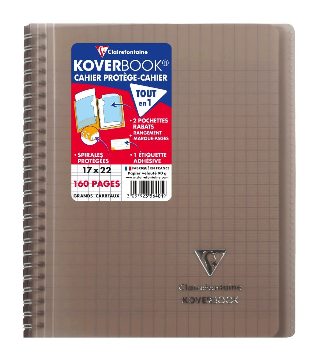 Koverbook Carnet à Spirale 17x22 cm Réglure Large 160 Pages Couverture Transparente