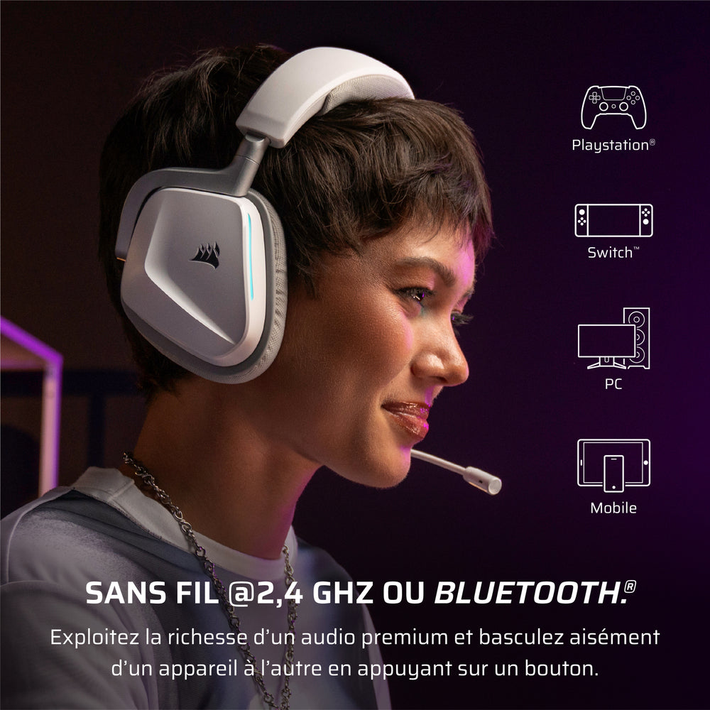 CORSAIR VOID v2 Casque Gaming sans fil - Micro rabattable - Blanc