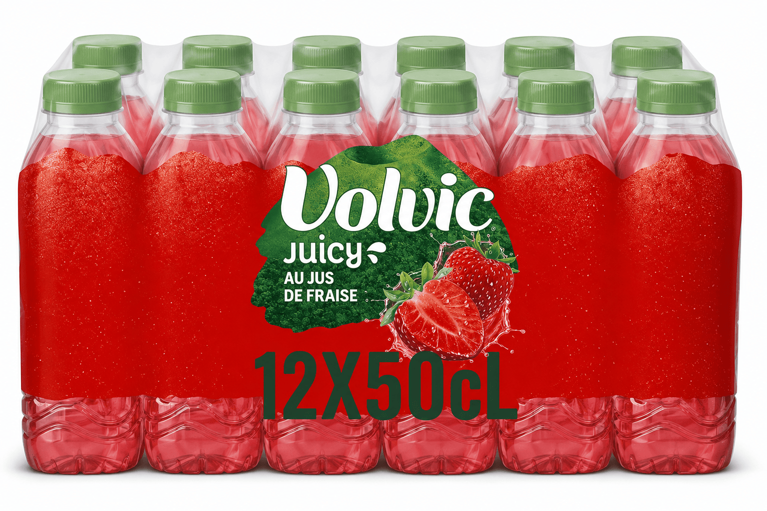VOLVIC JUICY Eau aromatisée à la fraise - Pack de 12x50cl