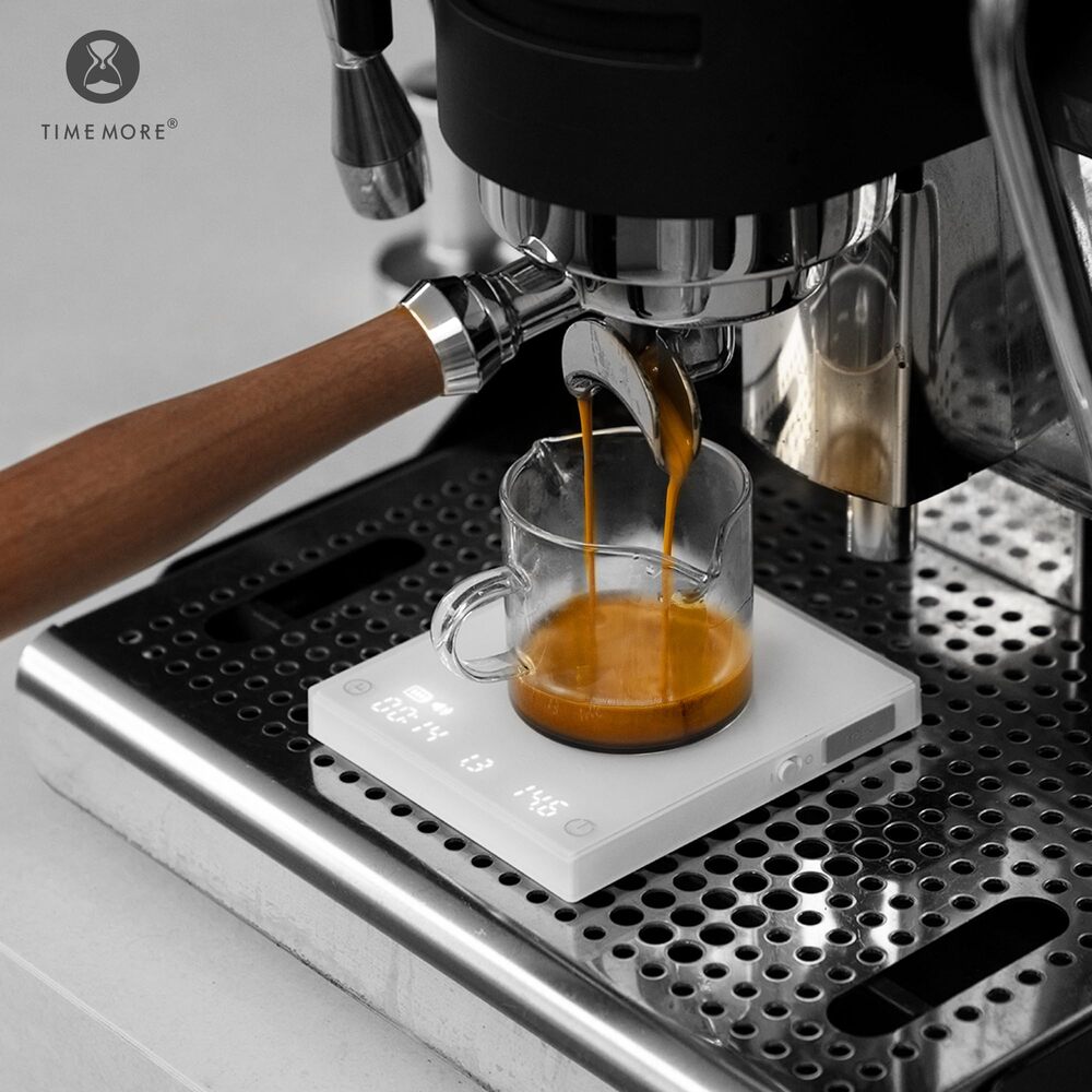 TIMEMORE Balance à Café Basic 2.0 Balance Électronique à Expresso Blanche avec Débit d'Eau et Fonction Minuteur, Commutation Libre des Unités Ounce/kg