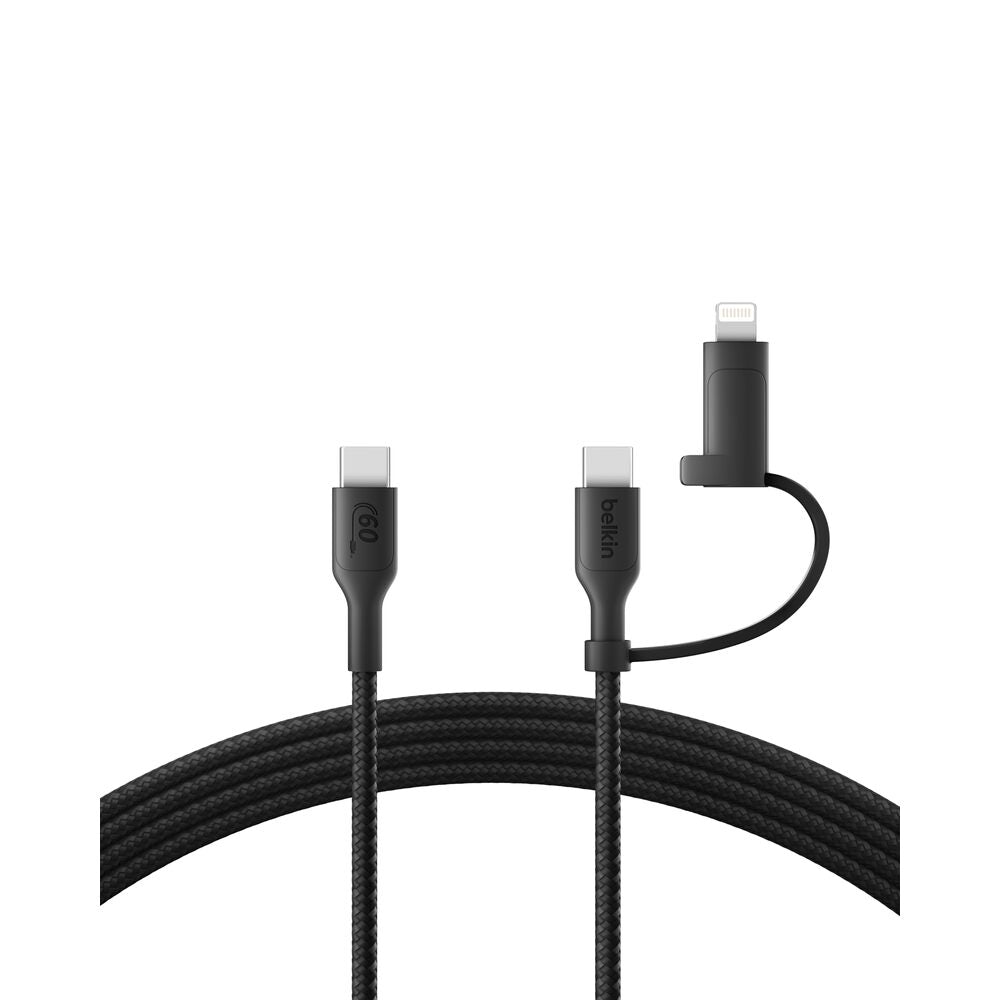 Belkin Câble tressé 2-En-1 USB-C & Lightning PCR 1,5 m - Noir