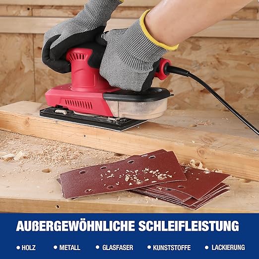 WORKPRO Jeu de 100 feuilles abrasives auto-agrippantes, grain 40/60/80/120, 8 trous, pour ponceuses multifonction et excentrique, bois, métal et peinture