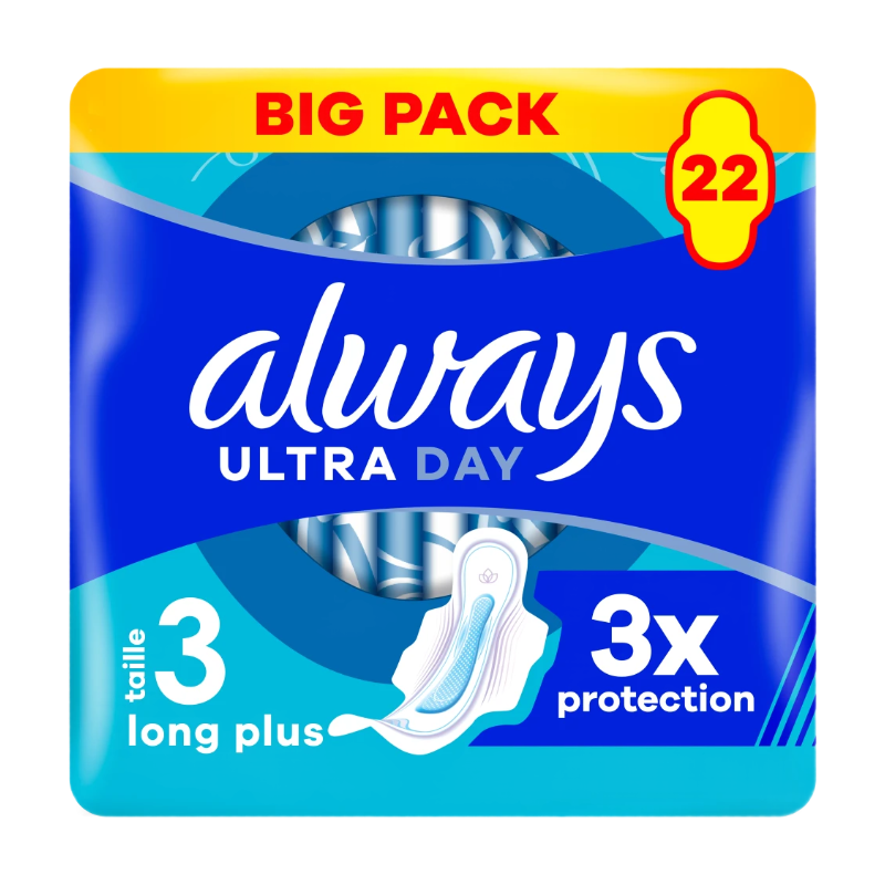 Always Ultra Serviettes Menstruelles Long Plus (taille 3) Avec Ailettes 22 Serviettes, Super Absorbantes Et Ultra-Fines, Pour Règles