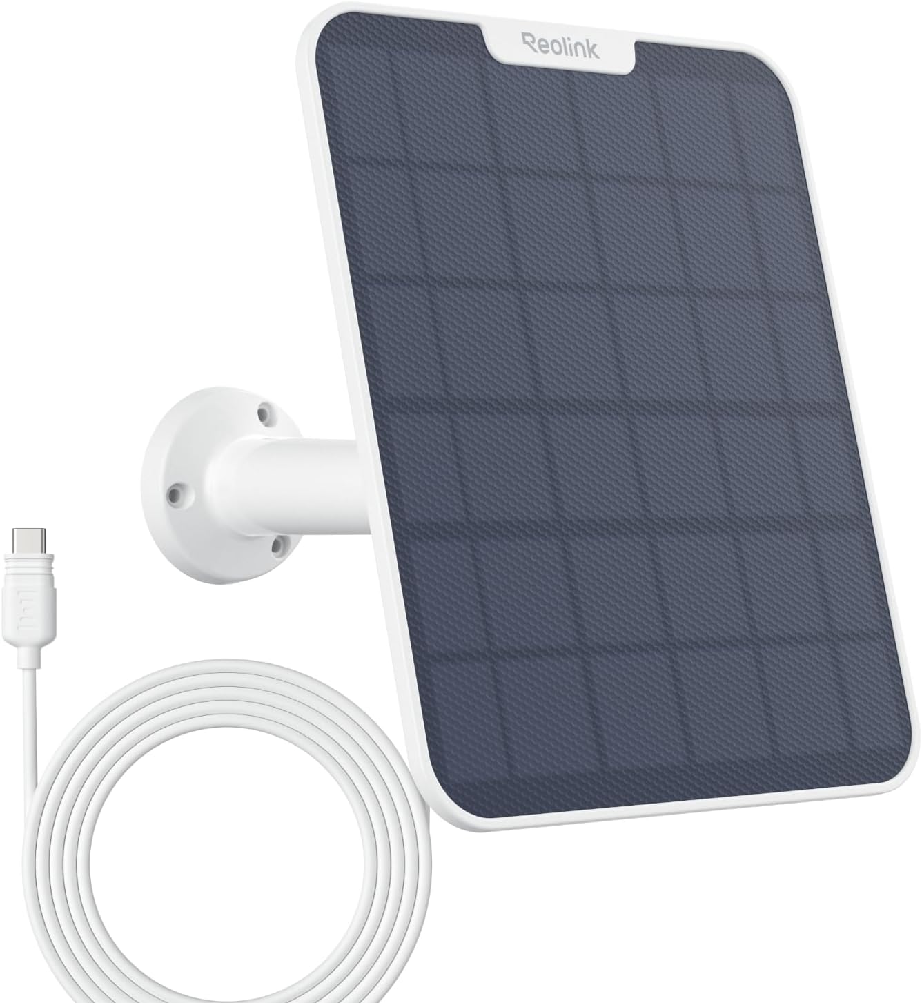 Reolink Panneau Solaire 2 6 W pour Caméra de Sécurité Extérieure Sans Fil, USB Type-C, Support Réglable à 360°, Câble de 4 m, Étanche, Blanc