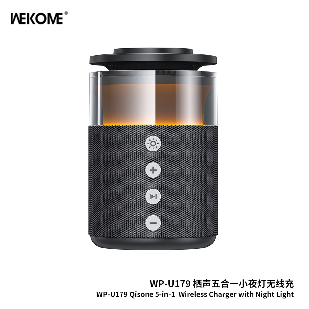 WEKOME Qisong Veilleuse 5-en-1 avec charge rapide sans fil TP-U179 ，Compatible avec les téléphones Apple, Huawei, Samsung et Xiaomi