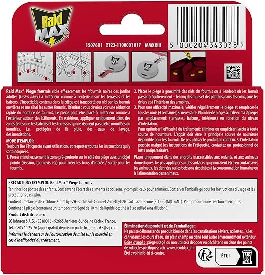 RAID Max Boîte Anti-Fourmis Usage Intérieur et Extérieur 1 Boîte