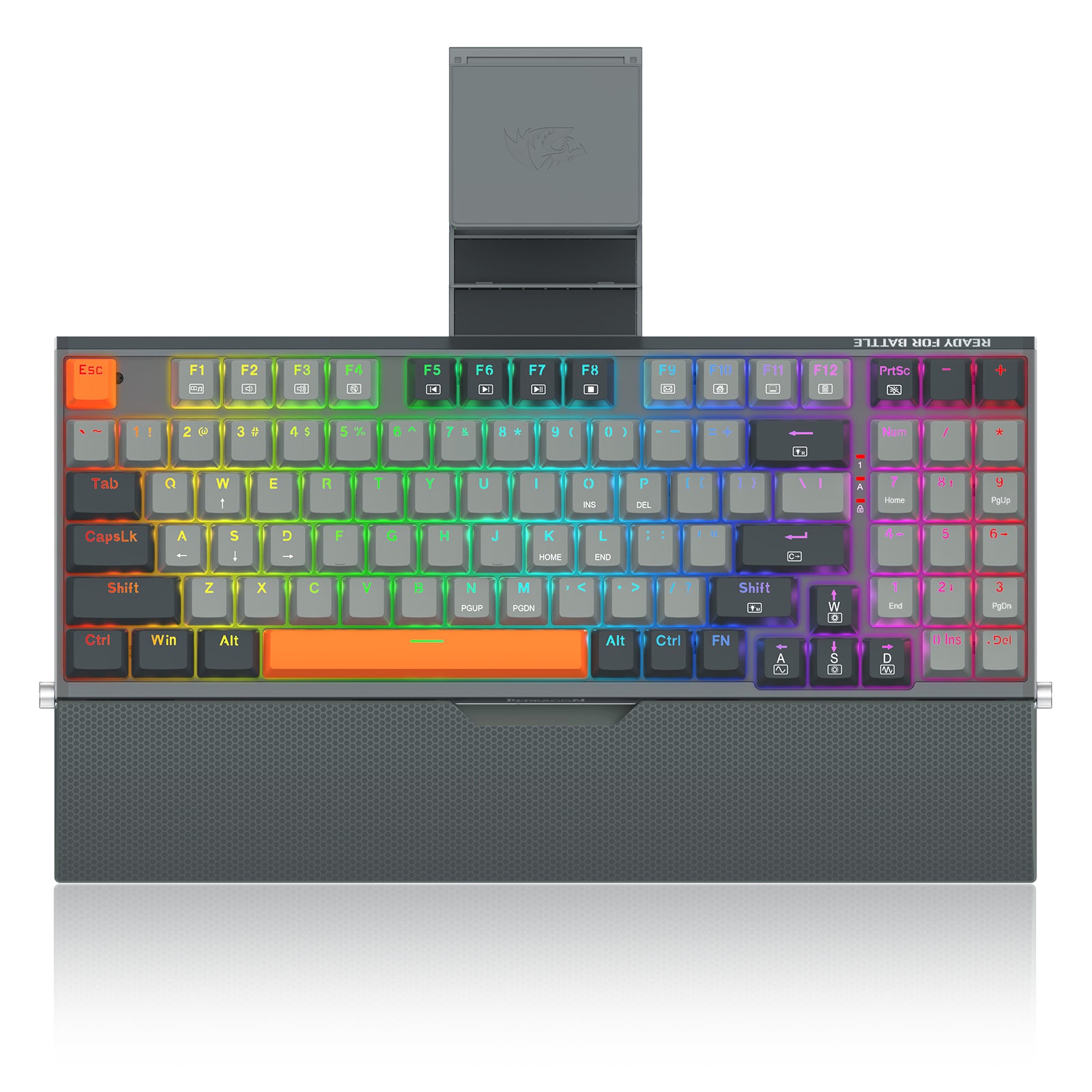 REDRAGON - Clavier mécanique filaire 94 touches en métal, avec support pour smartphone et repose-poignet