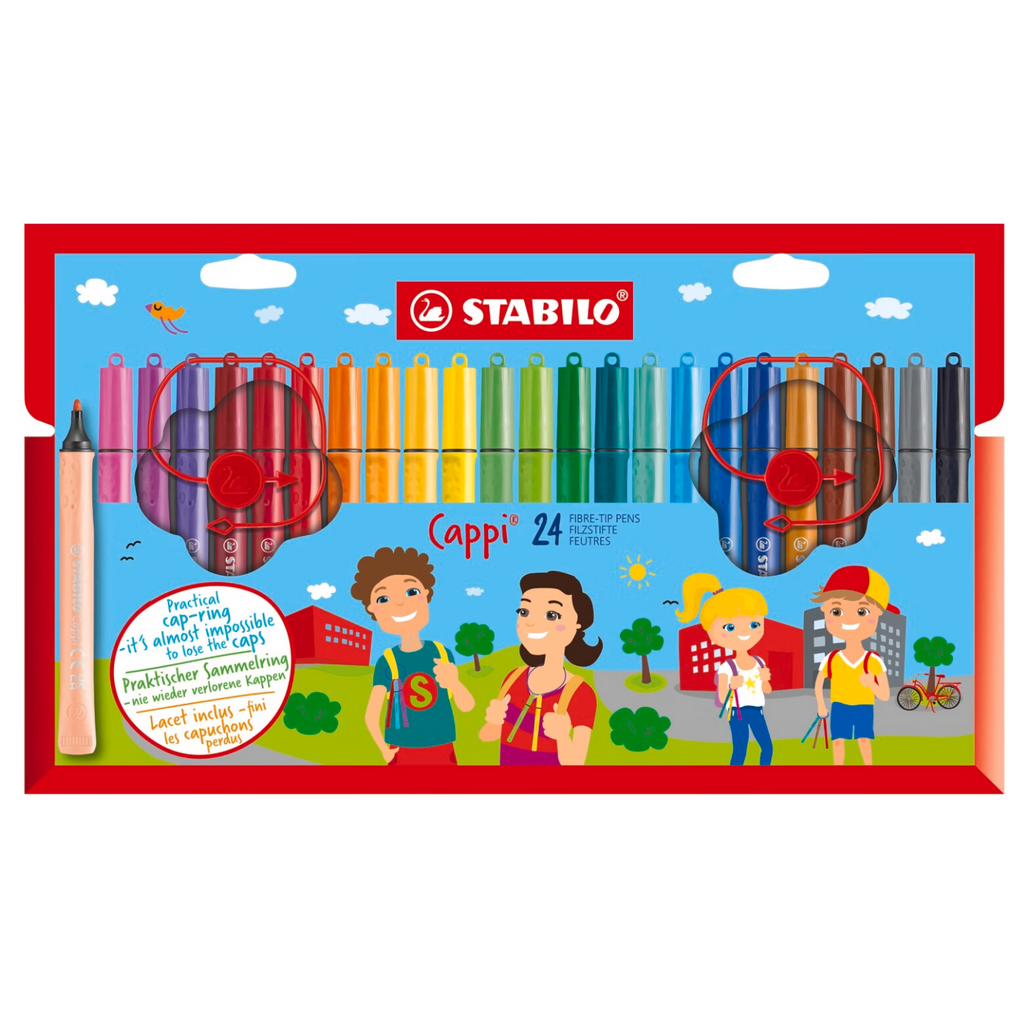 STABILO Cappi Boîte carton de 24 feutres couleurs assorties