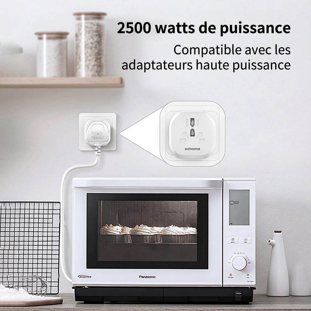 ochama Adaptateur de Voyage Universel vers Prise Européenne, Convertisseur de Prise Multi-Pays pour France et Europe, Compatible Fiches USA, UK, Australie et Chine