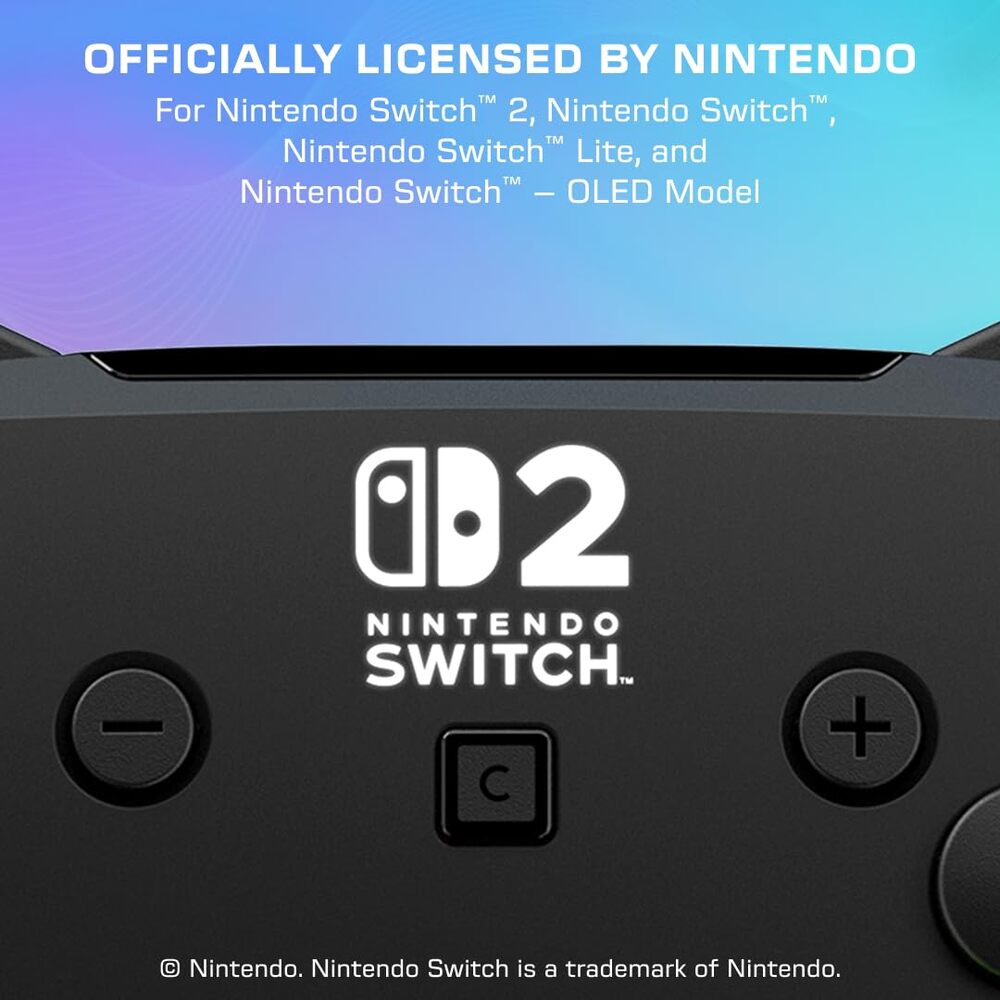 Turtle Beach Afterglow Wave Manette Sans Fil RGB - Joysticks TMR, Batterie 20h, Bouton C pour GameChat, 2 Boutons Programmables - Nintendo Switch 2 & Switch - Noir