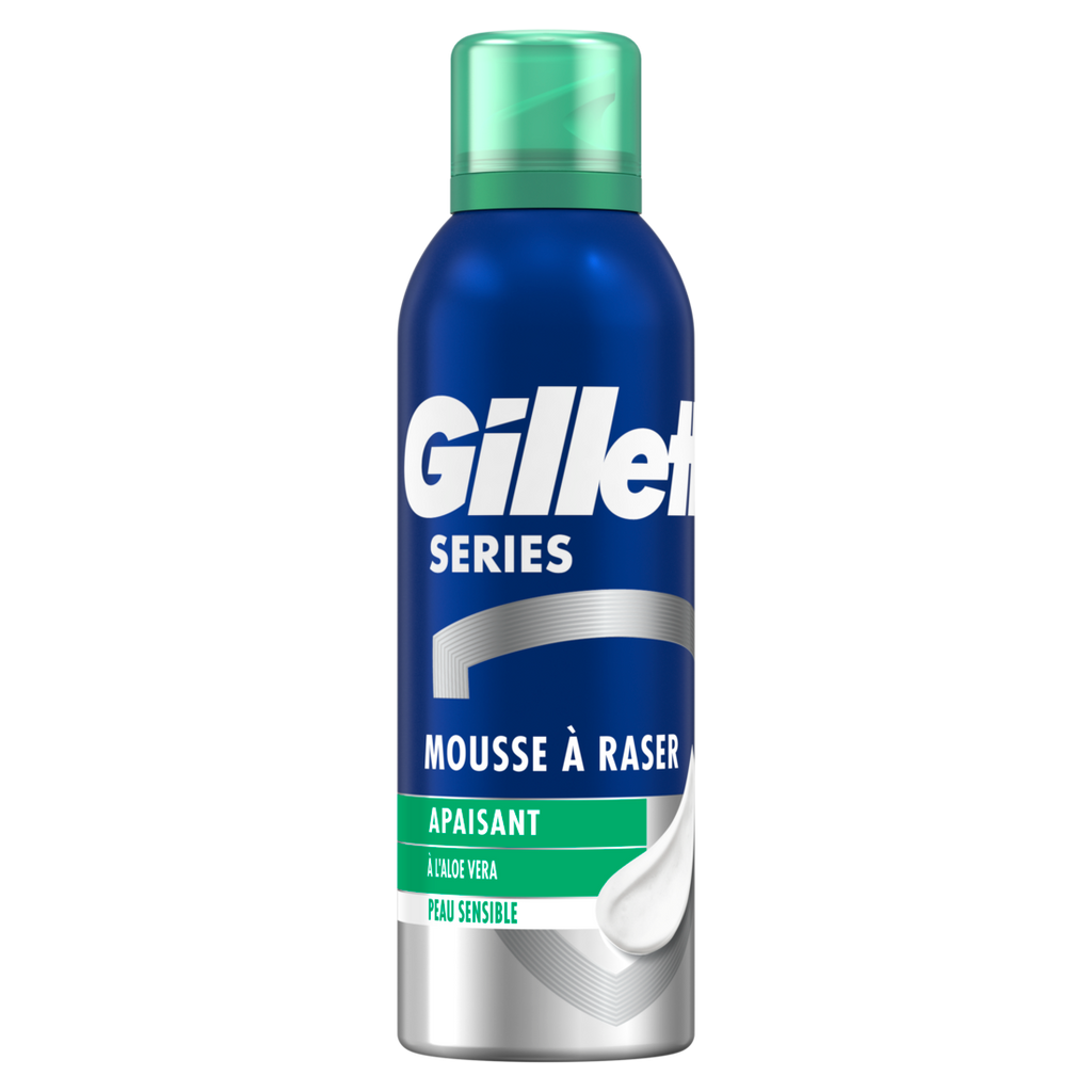 Gillette Mousse à Raser Homme, pour la Peau Sensible, 250ml | Formule Apaisante à l’Aloe Vera, Parfum Masculin, Contre Brûlures, Rougeurs, Coupures