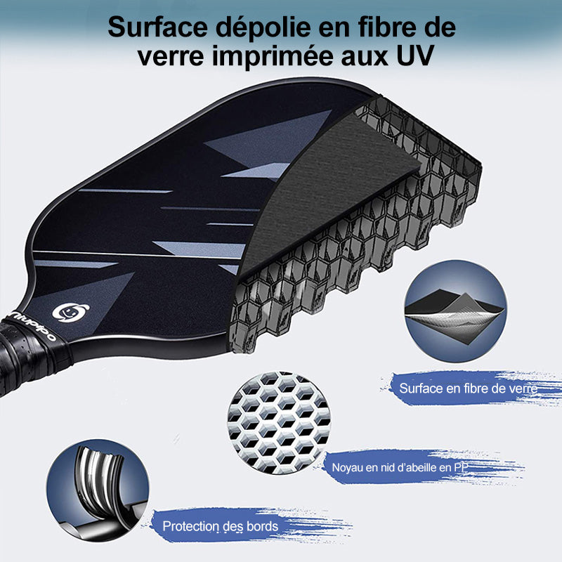 Niupipo Lot de 2 raquettes de pickleball - Matériau en fibre de verre, Noyau en nid d’abeille en polypropylène, Certification USAPA, Conception légère, Prise confortable, Idéal pour débutants et joueurs intermédiaires, MX-25