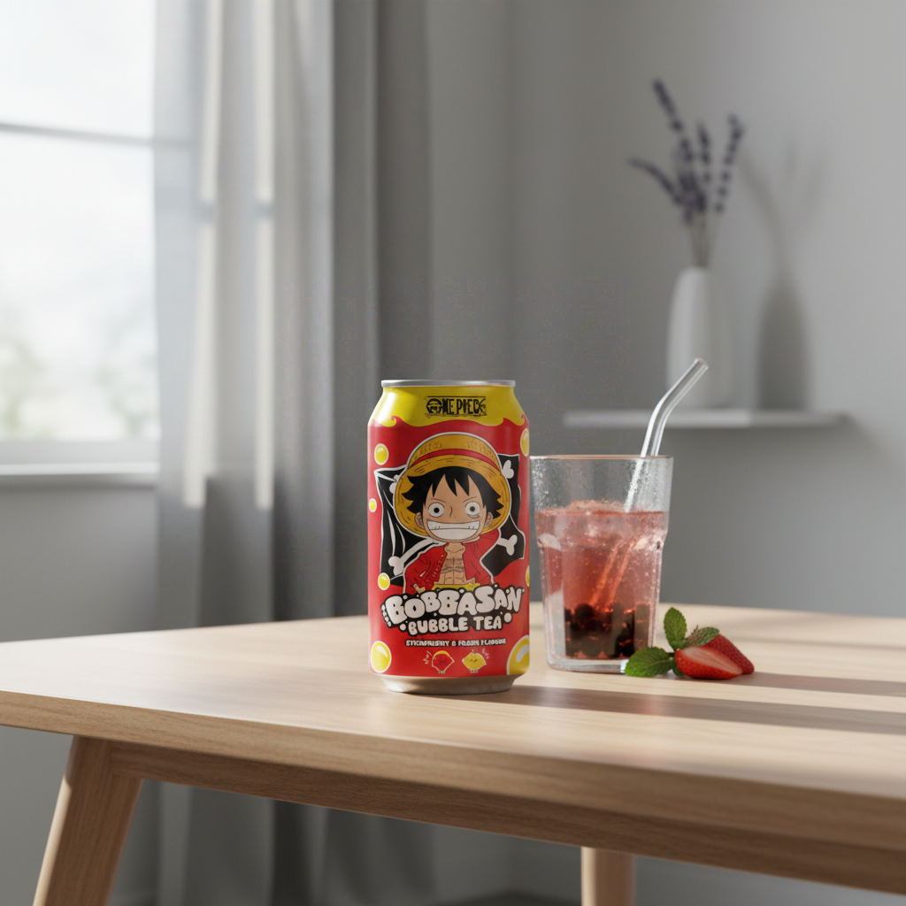 ULTRAPOP One Piece Bobbasan Luffy Bubble tea saveur fraise & pêche - 33 cl