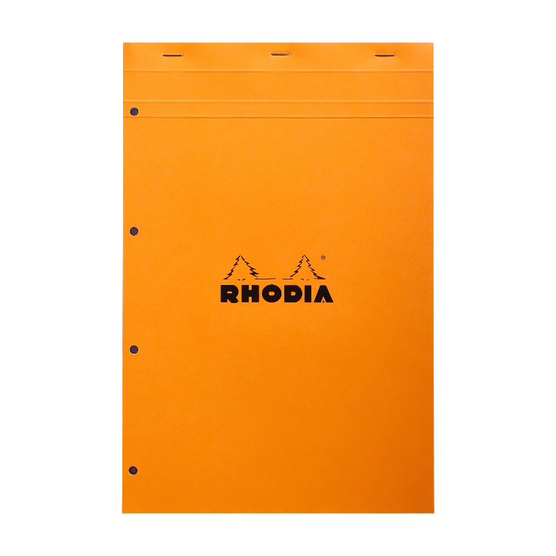 CLAIREFONTAINE Bloc agrafé Rhodia ORANGE N°20 21x31,8 cm petits carreaux 5x5 80 feuillets perforation 4 trous 80 g