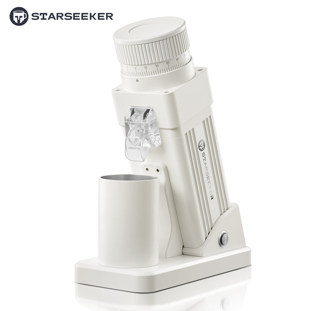 Starseeker E55 Pro Moulin à café électrique blanc avec meule conique en alliage de titane de 55 mm, moteur CA de 72 W