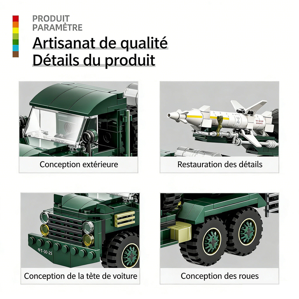 WANGE Véhicule de transport de missiles antiaériens 489 pièces ensemble de blocs de construction pour constructeurs amateurs