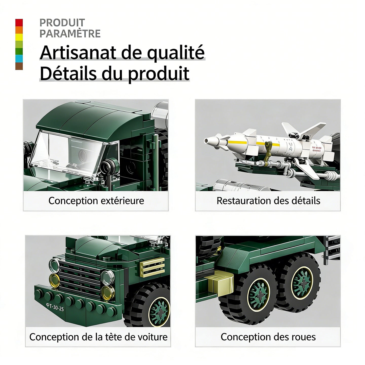 WANGE Véhicule de transport de missiles antiaériens 489 pièces ensemble de blocs de construction pour constructeurs amateurs
