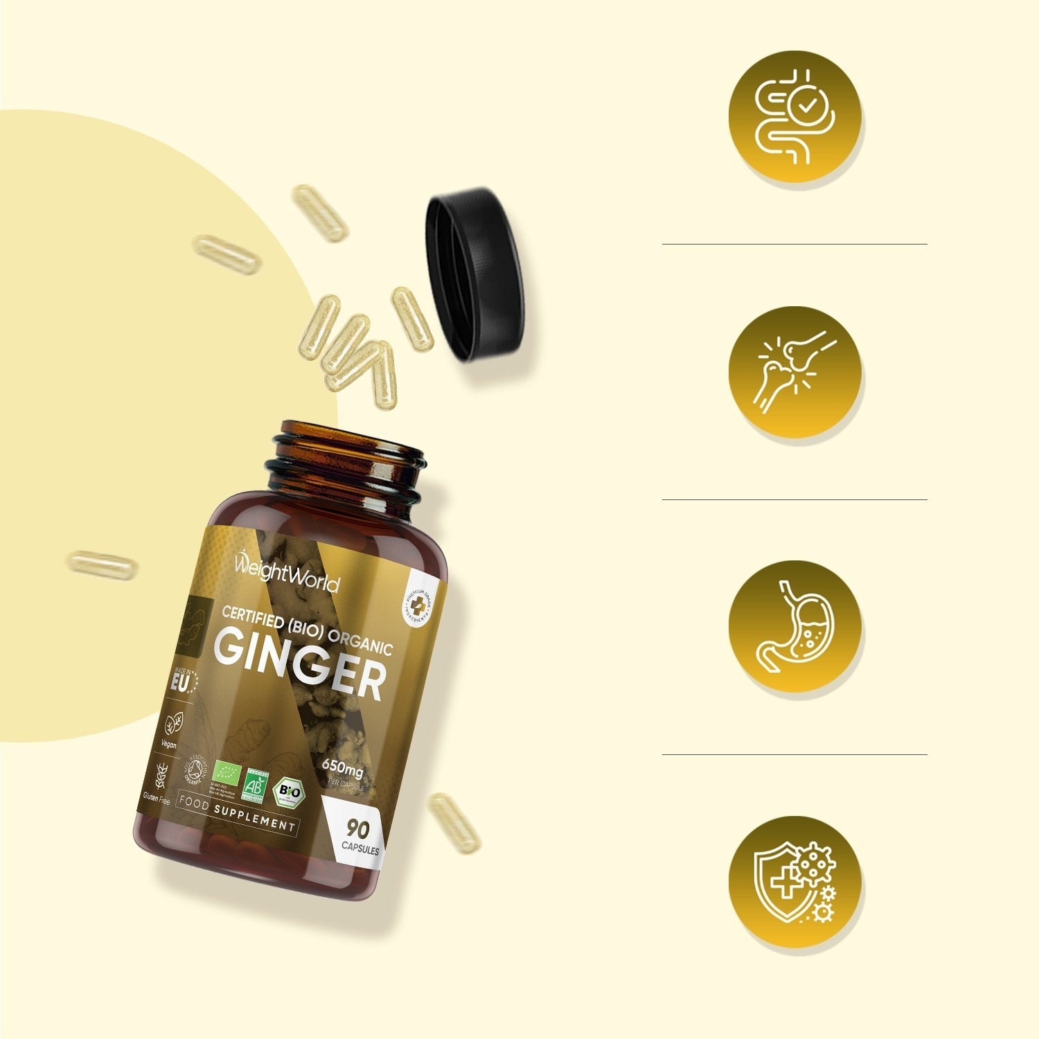 WeightWorld Certifié (Bio) Gingembre 650 mg 90 gélules