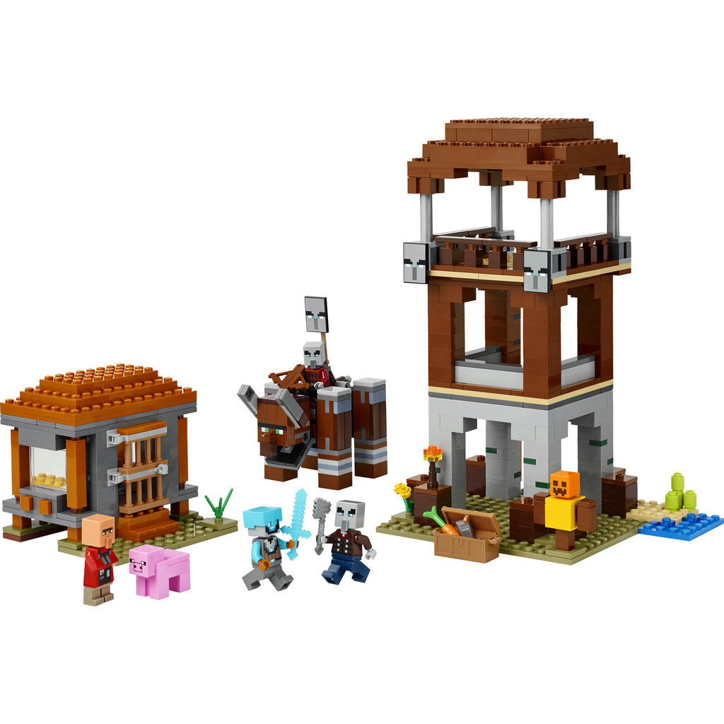 LEGO Minecraft Le Poste de Guet des Pillagers & l'Attaque des Ravageurs 21278 Set de Construction (665 Pièces)