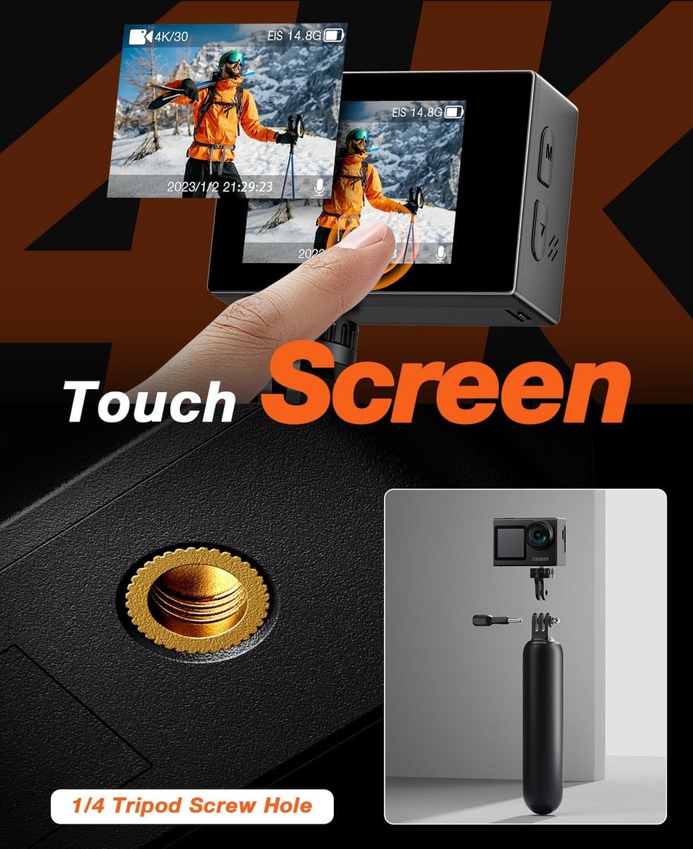 iZEEKER iA200 Caméra d'action 4K 30 fps 20 MP 40 m étanche
