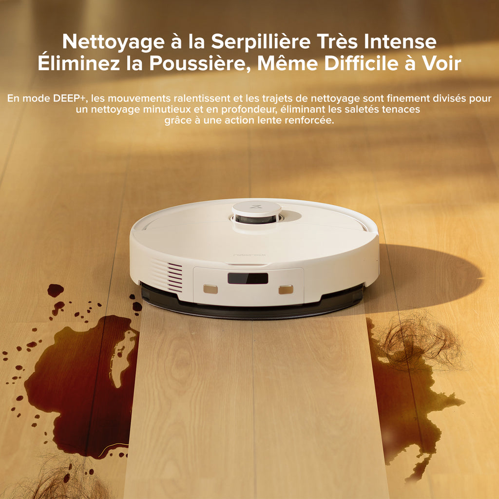 Roborock Q10 X5, aspirateur robot laveur 10 000 Pa, système double anti-emmêlement, brosse JawScrapers, évitement intelligent des obstacles, blanc