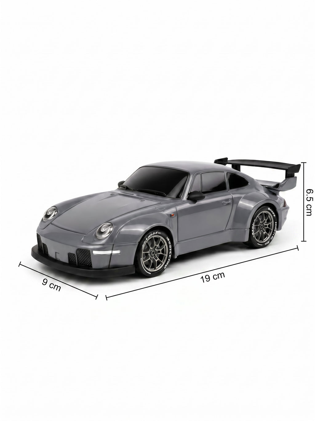 Voiture de Drift RC 4WD 1:24, Contrôle Proportionnel 2,4 g, Gyro et Servo Réglables, Pneus Doubles, Lumières LED, Batterie 7,4 V Suspension Indépendante, Jouet de Loisirs Rétro Wide Body, Gris
