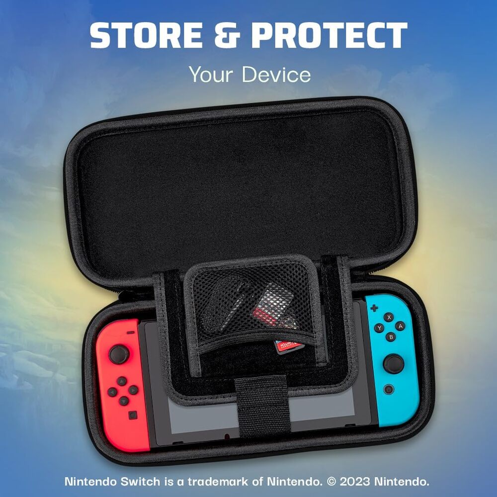 PDP Étui Rigide Travel Case Nintendo Switch, Switch Lite et Switch OLED - Rangement 14 Jeux - Pochette Velcro Ajustable - Sangle de Retrait - Licence Officielle The Legend of Zelda