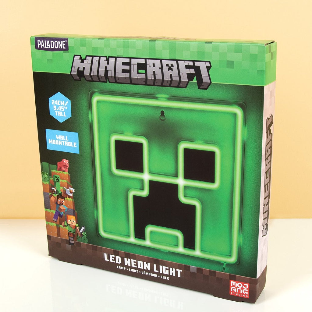 MINECRAFT Creeper Lumière néon LED - sous Licence Officielle - 25 cm - Fixation Murale - Alimenté par USB