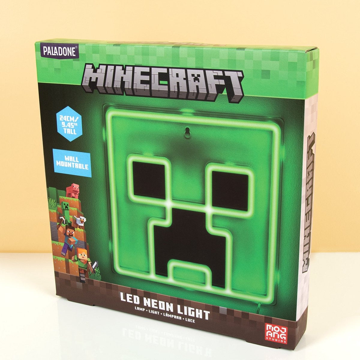 MINECRAFT Creeper Lumière néon LED - sous Licence Officielle - 25 cm - Fixation Murale - Alimenté par USB