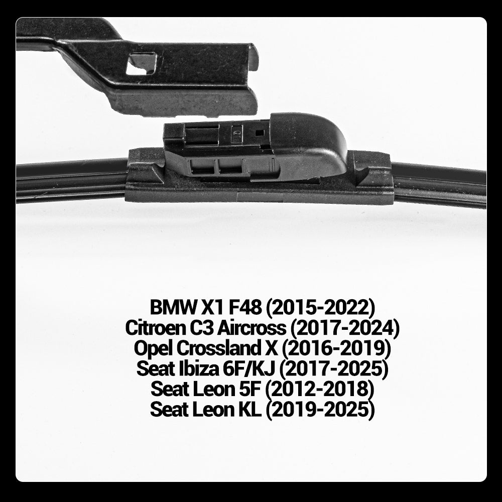 LECIBUBI Essuie-glaces pour Citroën C3 Aircross, Opel Crossland X, Seat Leon (5F/KL), BMW X1 - Montage d'origine - 650 mm + 400 mm