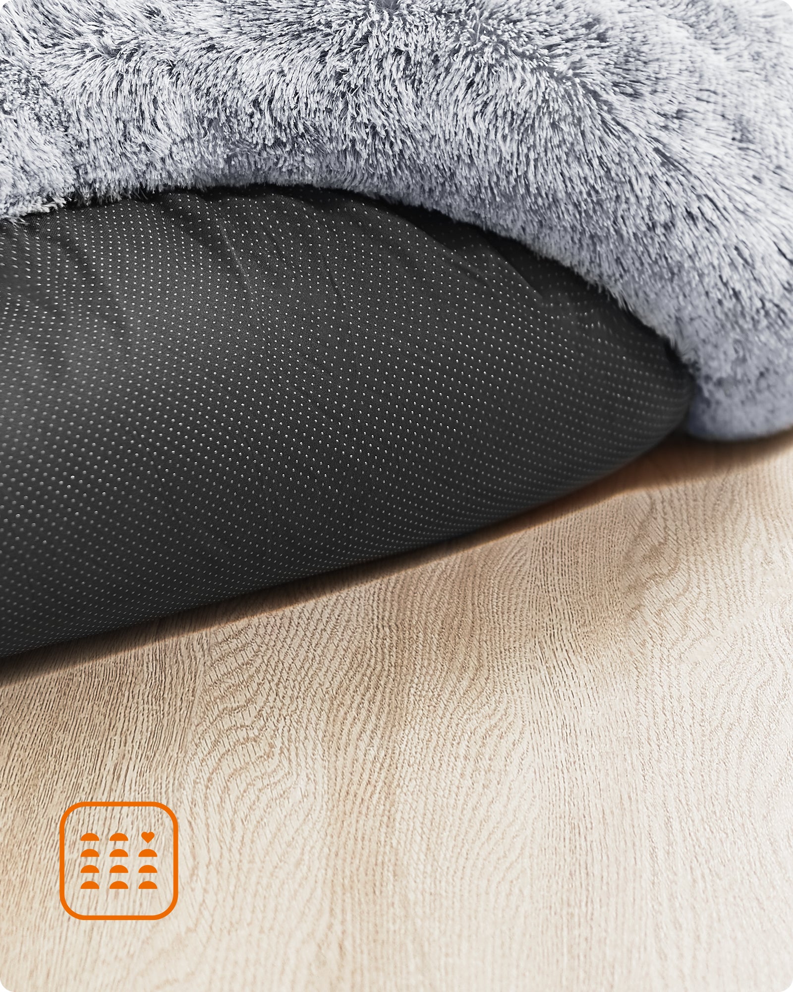 JOYFURNOS Lit pour cage de chien en forme de donut doux et apaisant avec housse amovible et lavable, Gris foncé, 70 x 20 cm