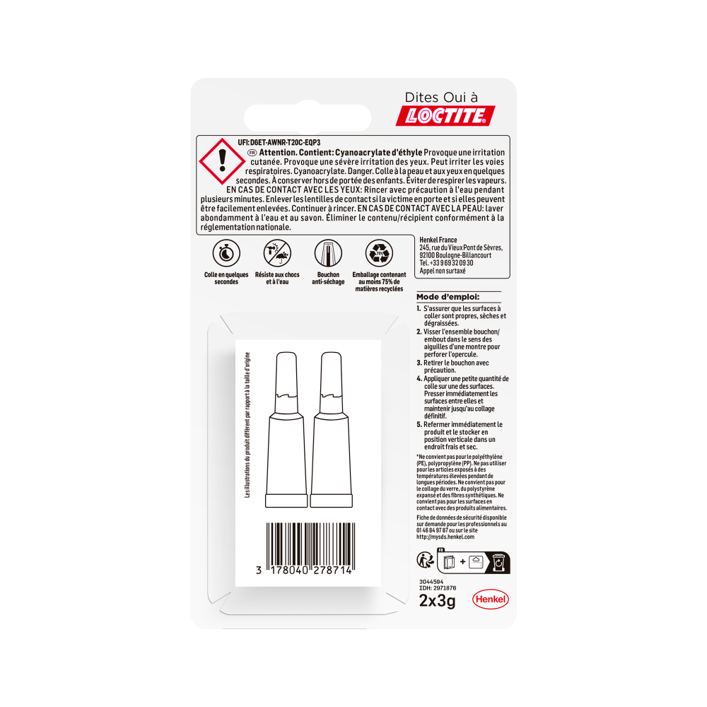 Henkel Loctite – Super Glue-3 Original (2 tubes de 3 g) – Colle forte et résistante de haute qualité – Colle liquide tous matériaux, transparente à séchage rapide