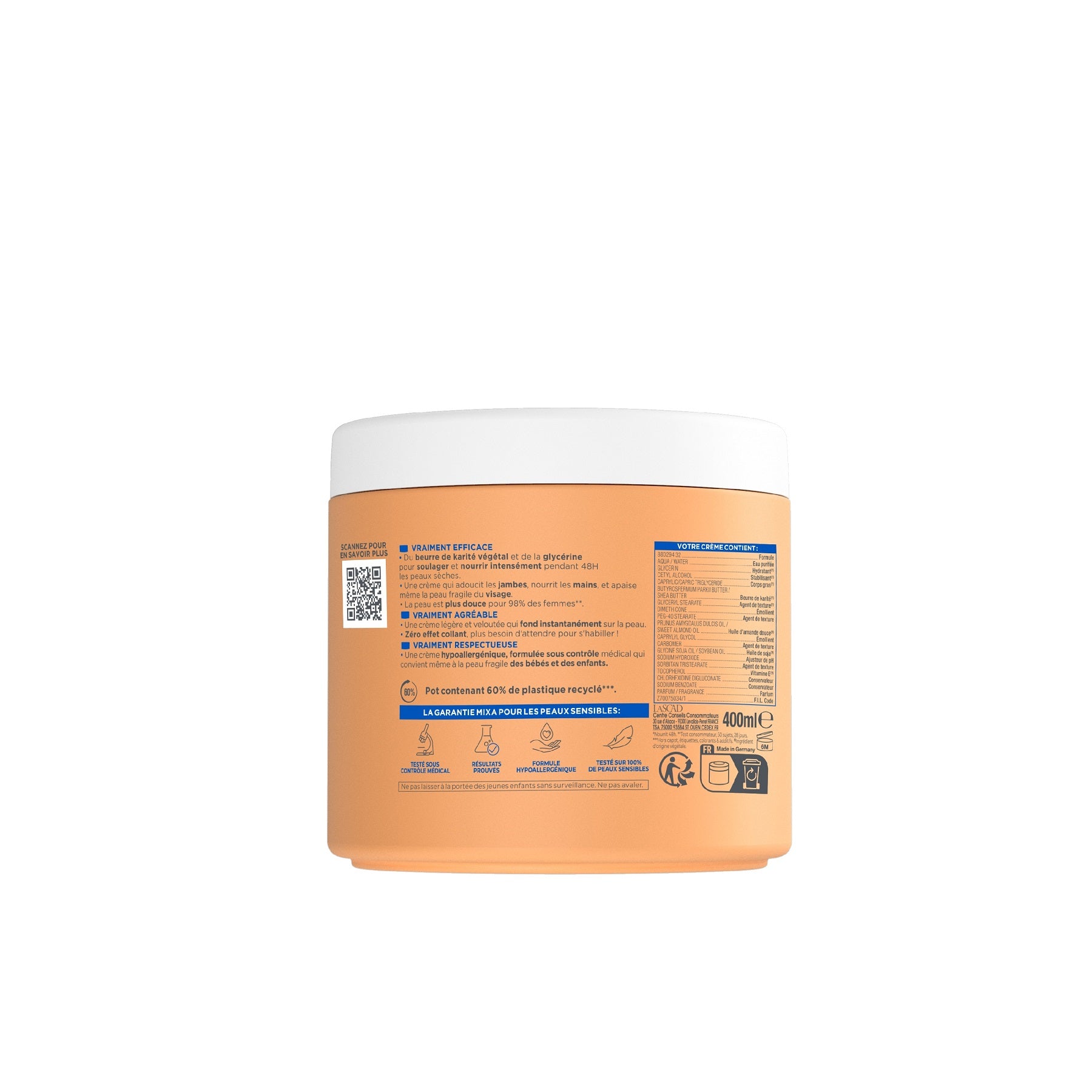 MIXA La Crème Anti-Dessèchement des Peaux Sèches 400ml