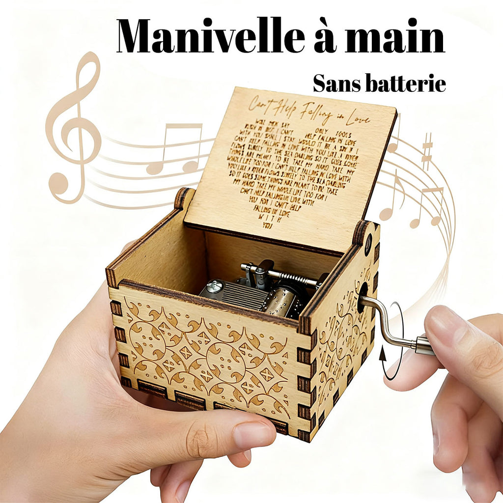 Alphynix Boîte à musique ''Can't Help Falling in Love'' en bois