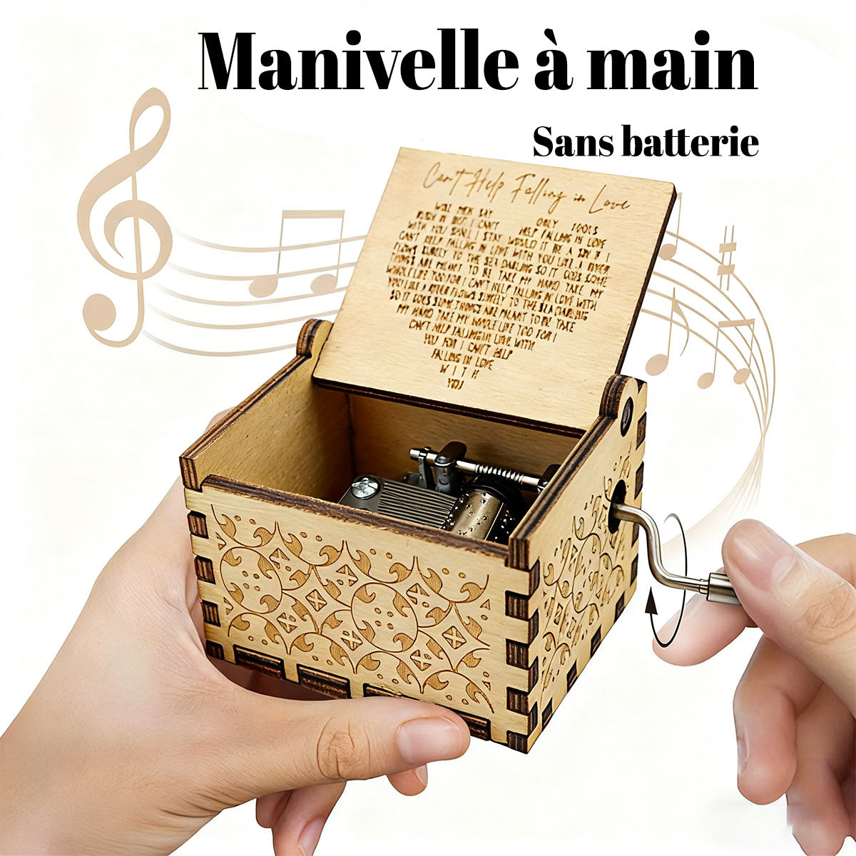 Alphynix Boîte à musique ''Can't Help Falling in Love'' en bois