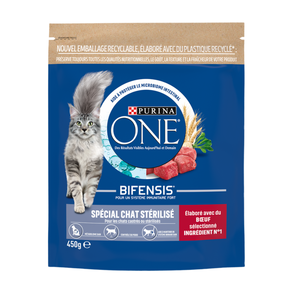 Purina Aliment sec pour chat au bœuf, stérilisé, 450 g