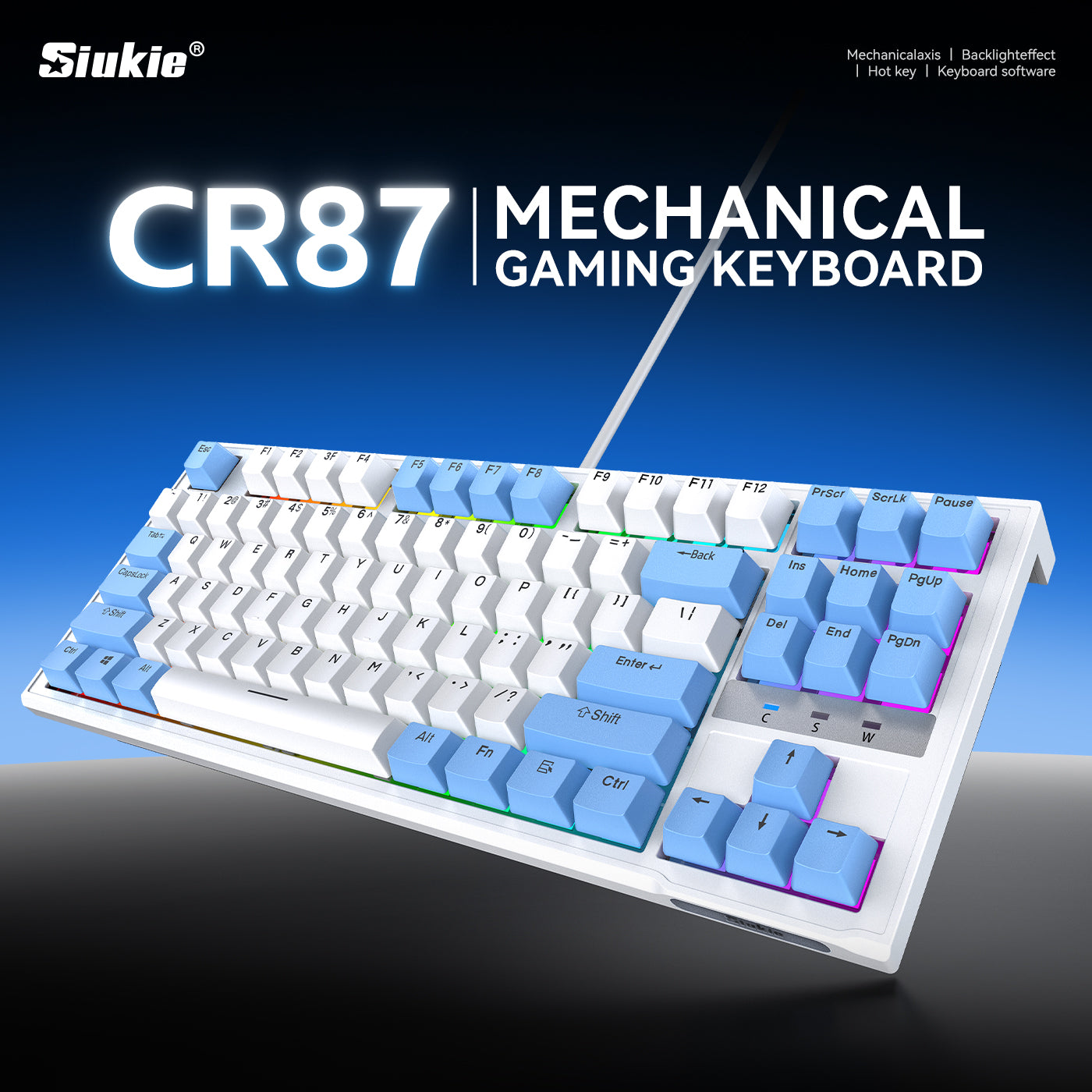Siukie CR87 Clavier mécanique filaire à 87 touches avec interrupteurs détachables
