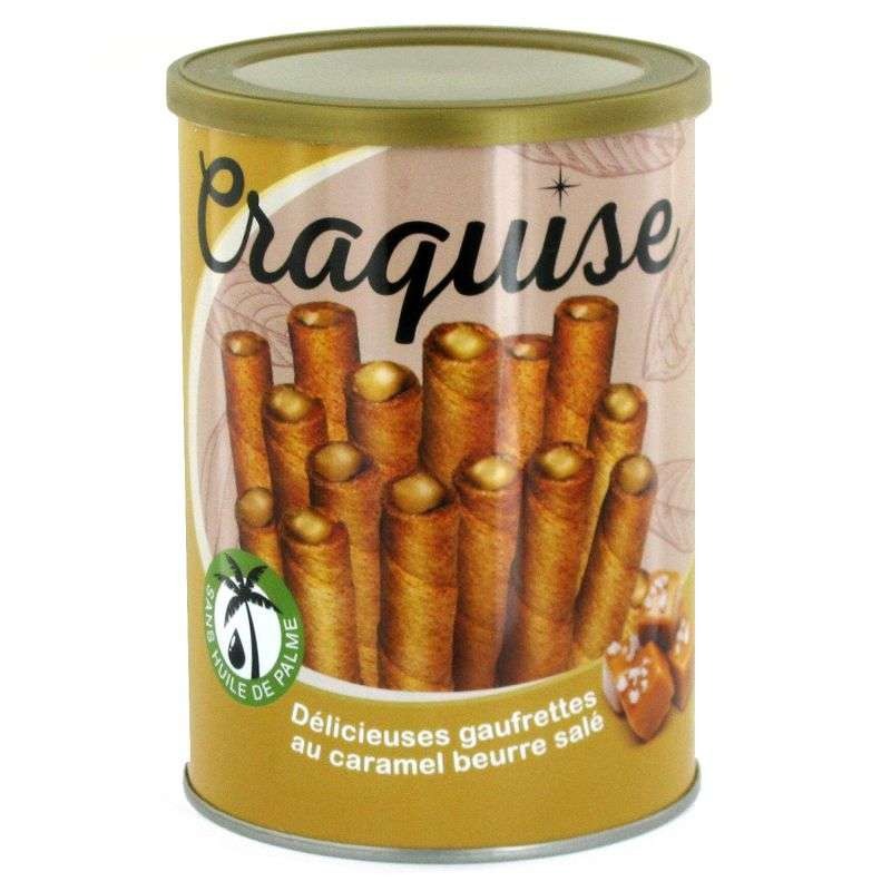 CRAQUISE Gaufrettes Fourrées au Caramel au Beurre Salé en Boîte Métallique, 400 g