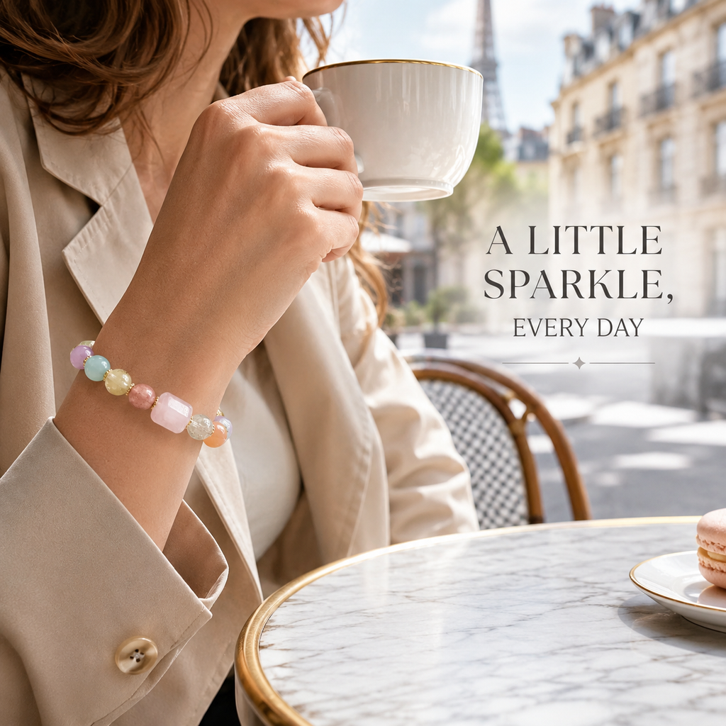 VoxorAI L8 Bracelet en quartz rose naturel artisanal - Rose amour et tendresse