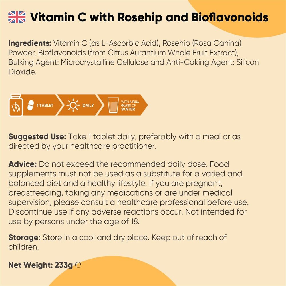 WeightWorld Vitamine C avec cynorrhodon et bioflavonoïdes 1000 mg 180 comprimés