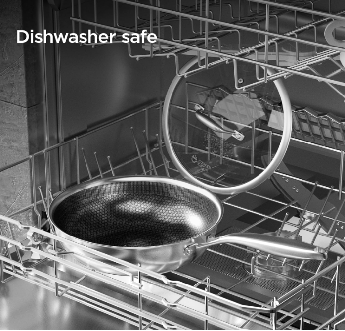 Wok antiadhésif en acier inoxydable à triple couche 26 cm