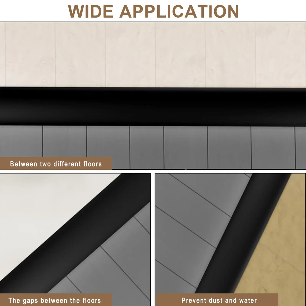 Art3d Bande de transition adhésive en vinyle pour sols - 300 x 4 x 0,3 cm, Noir - Bande de finition facile à décoller et à coller pour sols stratifiés, carrelés et tapis