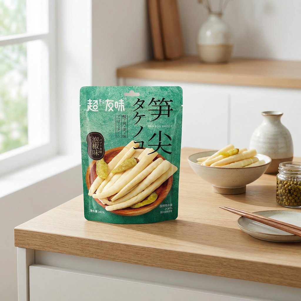 Chao You Wei Pointes de pousses de bambou, saveur aux cornilles marinées, 142 g