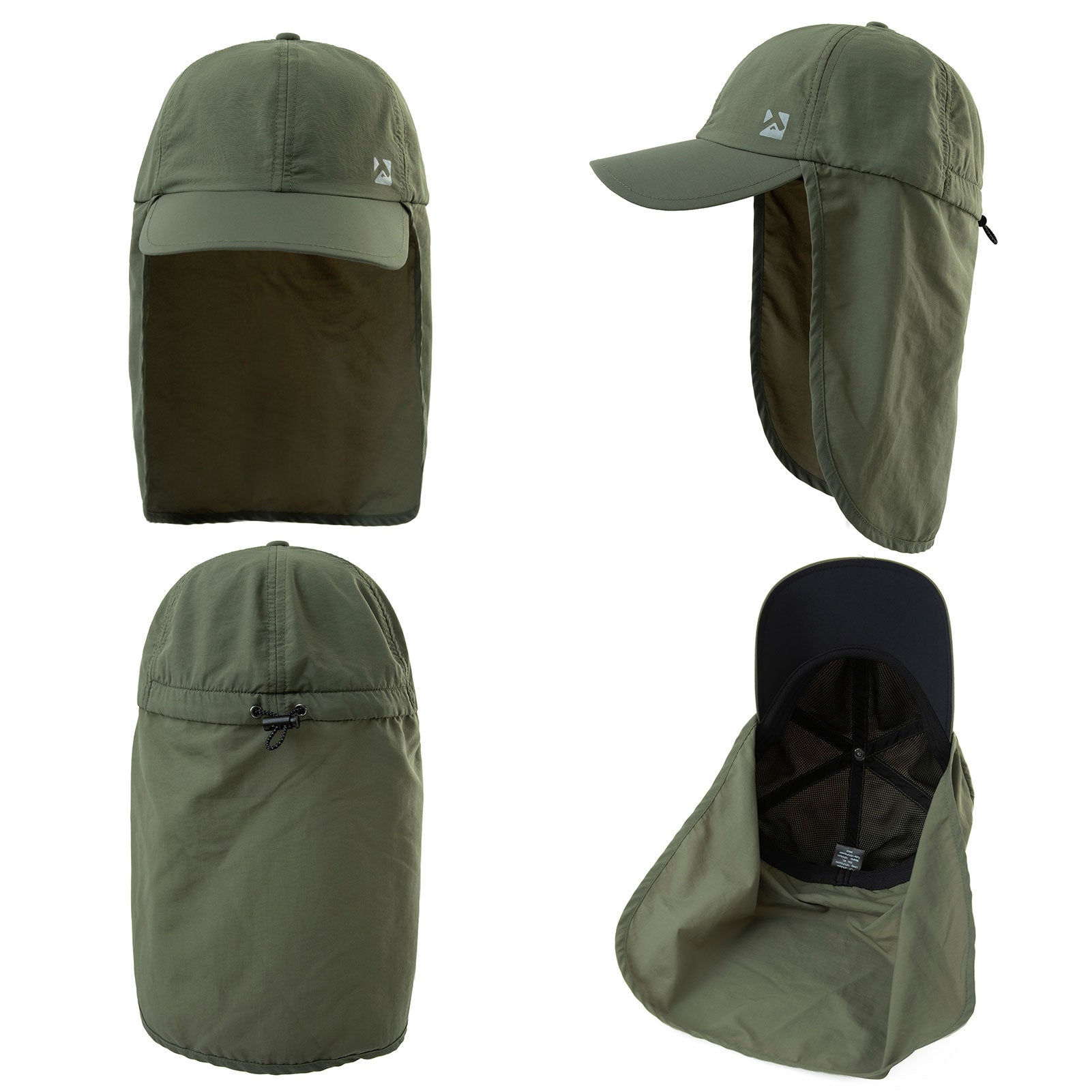 TOP-EX Casquette imperméable réglable avec protection solaire et saharienne, taille M/L - Vert militaire