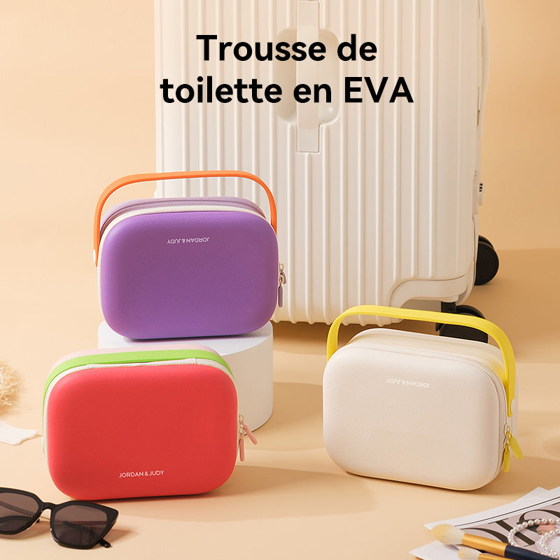 JORDAN&JUDY Trousse de toilette EVA, sac de rangement de voyage à compartiments, grande capacité, avec poignée, Violet