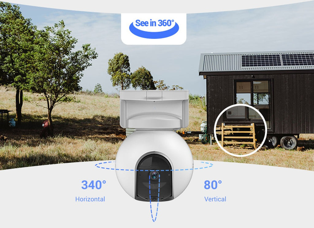 EZVIZ EB8 Caméra extérieure motorisée 2K 4G avec suivi automatique, détection de personnes, vision nocturne en couleur, audio bidirectionnel, blanc