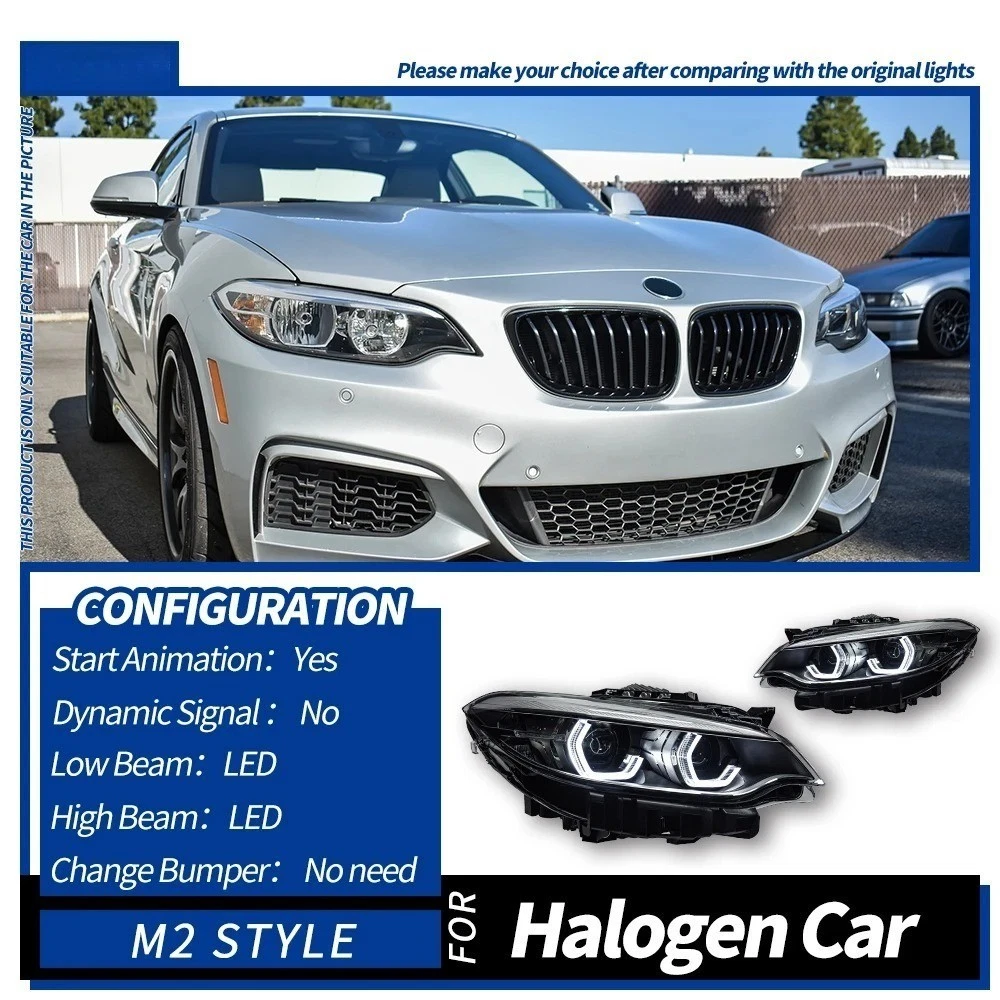 TYPY Phares de voiture pour BMW Série 2 F22, projecteurs LED, feux de jour, clignotants dynamiques, 2014-2019