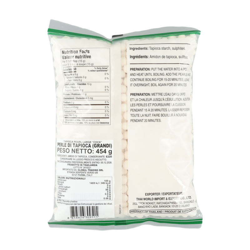 Cock Brand perles de tapioca Thai Sago grandes - 454 g