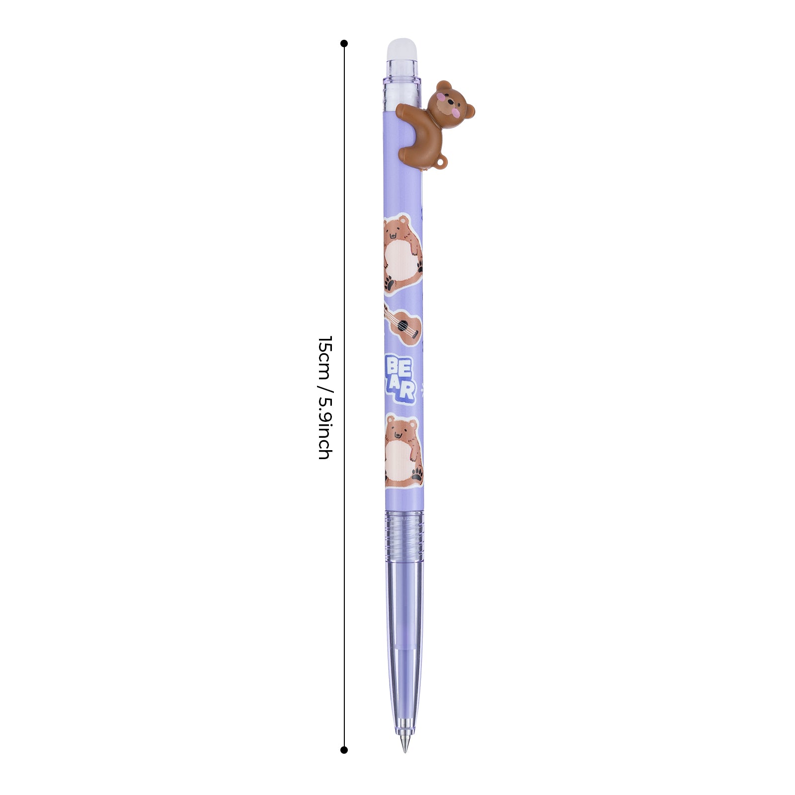M&G Animaux en relief stylos gel effaçables, Lot de 6 stylos rétractables à encre bleu cristal, Pointe extra-fine 0,4 mm, Motif animal mignon