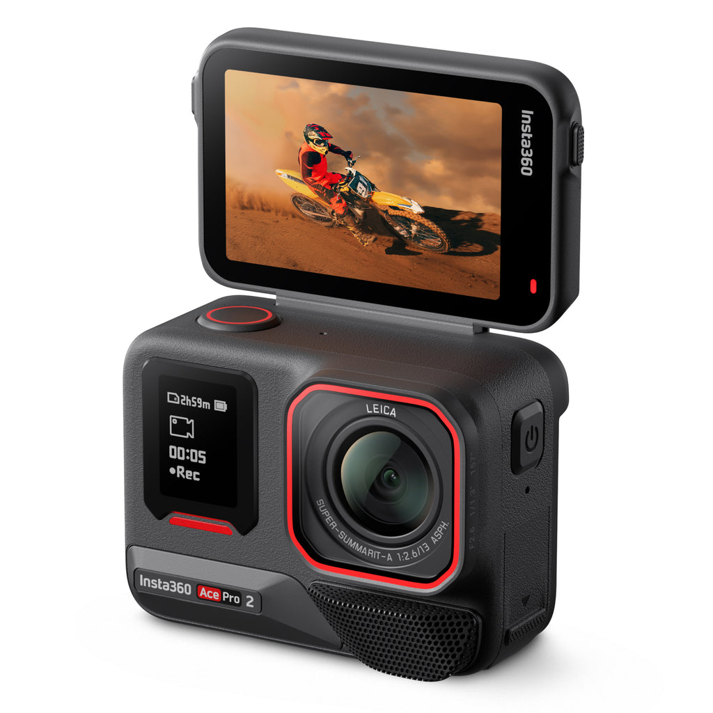 Insta360 Ace Pro 2 Pack Double Batterie - Caméra d'action 8K étanche avec Leica, capteur 1/1,3 pouce, double puce IA, excellente qualité en basse lumière, audio avancé, écran rabattable, édition IA